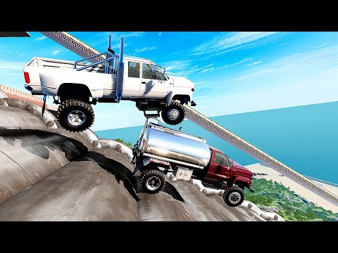 4×4 SUV VS Dangerous Stair Slope Challenge Driver #4 – BeamNG Driver