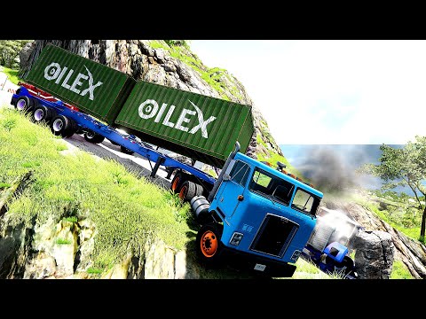 Trucks VS  DANGEROUS CLİFF #2 Steep Slopes Mountain Road – Don’t Stop – BeamNG Drive