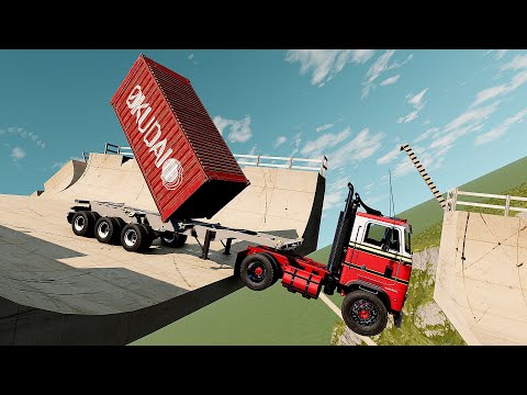 Truck VS High Mega Ramp Jump Test Challenge – BeamNG Drive