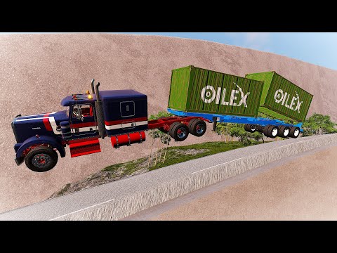 Trucks VS Downhill High Ramp Jump #5 BeamNG Drive